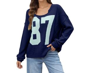 Pull Femme Hiver Chaud-Pull Tricoté à Manches Longues pour Femme Coupe Ample DéContracté Imprimé NuméRique Automne-Hiver Confortable Chaud Mode