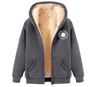 Pull Femme Hiver chaudHoodie zippé décontracté avec Poche Avant et Design Sac à Dos - Veste légère pour activités de Plein air - Style Quotidien (Grey, XXL)