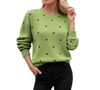 Pull Femme Hiver Chic Col V,Pull Femme à Pois Coupe Ample Style RéTro IdéAl pour Les Sorties DéContractéEs Tricot Confortable pour L'Automne Et l'hiver