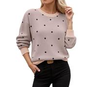 Pull Femme Hiver Col V,Pull à Pois pour Femme Haut en Tricot Style RéTro Col Rond pour des Tenues DéContractéEs en Automne Et en Hiver