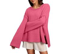 Pull Femme Hiver Grande Taille, Pull Ample pour Femme en Laine Douce Col du Cou Et Manches éVaséEs pour Un Style éLéGant Et DéContracté