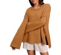 Pull Femme Hiver Grande Taille, Pull Ample pour Femme en Laine Douce Col du Cou Et Manches éVaséEs pour Un Style éLéGant Et DéContracté