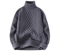 Pull Femme Hiver Longue Pullover Pull Épais Col Haut Couleur Unie Unisexe pour Ados en Tricot Décontracté Style Ananas