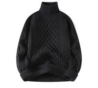 Pull Femme Hiver Pullover Longue Pull Épais Col Haut Couleur Unie Unisexe pour Ados en Tricot Décontracté Style Ananas