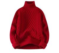 Pull Femme Hiver Pullover Longue Pull Épais Col Haut Couleur Unie Unisexe pour Ados en Tricot Décontracté Style Ananas