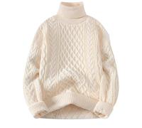 Pull Femme Hiver Pullover Longue Pull Épais Col Haut Couleur Unie Unisexe pour Ados en Tricot Décontracté Style Ananas