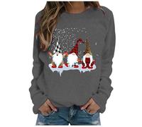 Pull Femme Hiver, Sweat à Capuche à Manches Longues et col Ras du Cou pour Femme, imprimé Flocon de Neige, décontracté, pour poupées (Grey, S)