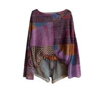 Pull Femme Hiver Vintage Imprimé Floral Bohème Pull Over Tricoté Chic Et Élégant Col Rond Manche Longue Sweatshirts À Motif Hauts Grande Taille Casual Vetement Femme Automne-Hiver