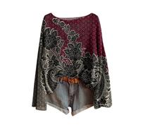 Pull Femme Hiver Vintage Imprimé Floral Bohème Pull Over Tricoté Chic Et Élégant Col Rond Manche Longue Sweatshirts À Motif Hauts Grande Taille Casual Vetement Femme Automne-Hiver