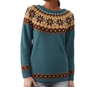Pull Femme Laine, Pull Femme en Maille Fair Isle Style RéTro LéGer avec Col Bateau Et Manches Longues pour Saison Automne Hiver