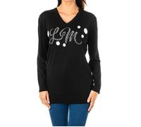 Pull femme manches longues col V KWS301-Le noir 3