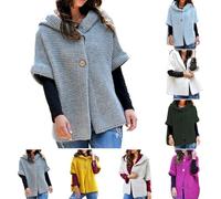 Pull Femme Manteau Manteau d'hiver Femme Élégant Manteau Tricoté avec Boutons Veste à Capuche Cardigan Chaud Couleur Unie Cardigan Oversize Veste de Transition Épais Manteau Femme Mode Veste