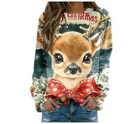 Pull Femme Moche De Noel Sweatshirts Lumineux Noël Sweat pour Vêtements Femmes Sapin a Capuche Hauts Christmas Mochi Plaid Sweatshirt