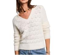 Pull femme Morgan ivoire - col V, manches longues, 50% acrylique 50% polyamide L