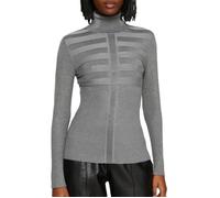 Pull Femme - Morgan Mentosa - Col roulé - Effet brillant - Rayures horizontales - Gris XL