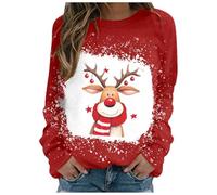 Pull Femme Noel,Regular Fit Pullover Christmas Women's Christmas Fashion Tops Christmas Breathable Tops Without Hood Christmas Sweater Snowflake Print Long Sleeve Xmas Sweatsh (Watermelon Red, XL)