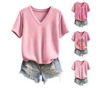 Pull Femme Octobre Rose - Pulls Tricot Chic Et Elegant Col V Manches Courte