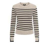 ONLY Femme Onlkalana Ls O-Neck KNT Sweater, Casquette Blanche Gris/Rayures : Noir, S EU
