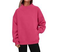 Pull Femme Polaire Pulls Souple Loungewear Sweats sans Capuche Sport Molletonné Sweatshirt avec Poche Automne Hiver Grande Taille Sweaters Chaud et Doux Couleur Unie Streetwear S-3XL