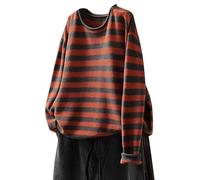 Pull Femme pour Les Fetes Pull Femme Chaud Long Women S Cotton Sweaters O Neck Striped Long Sleeve Loose Pullover Tops Pulls Pulls Et Polaires De Sport Rd1 M