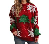 Pull Femme - Pull Femme Noel Pull d'hiver pour femme col rond en maille brodée doux et confortable idéal pour l'automne et fêtes de fin d'année Son design festif et sa coupe chaude font vêtement idéal