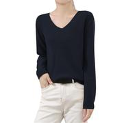 Pull Femme,Pull Marron Femme,Women's Winter Knitted Sweater Low Neck V Neck Warm Long Sleeved Solid Color Sweater en Cachemire (Black, XL)/