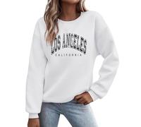 Pull Femme Sweat Lettres Imprimé Manches Longues Col Rond Sweat-Shirt Automne Hiver Locker Haut Décontracté Sport Sweatshirts Streetwear sans Capuche Blouse Tops Pullover