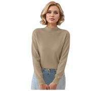 Pull Femme Très Chaud, Pull en Col Rond Femme, Chandail Nouveaux Rétro Tricoté À Manches Longues Pulls Décontracté Coupe Classique Col Bas Pullover Confortable Lâche Casual Elegant