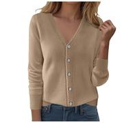 Pull Femme Tricoté Femme Couleur Unie Boutonné Chic et Elegant Cardigan | Pull Tricoté Couleur Unie Boutonné Chic et Elegant Hoodie Cardigan Chaud Doux Pulls Basique Bureau Manteau Automne Hiver