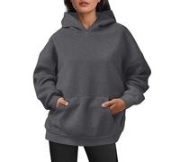 Pull femmeHoodie réversible à Manches Longues pour Femmes avec Poches et Polaire- Pulls Confortables épurés sans Logo encombrant (Dark Gray, L)