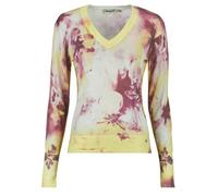 Desigual Pull-over jaune / rose / blanc, Taille L