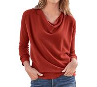 Pull Femmes D'hiver Chandails Manches Longues Grande Taille Tricot Basique Décontracté Maillots Sweater Avec Coupe Pull Curvy Élastique Pull Col roulé T-shirts Élégants Automne Hiver, Orange, L
