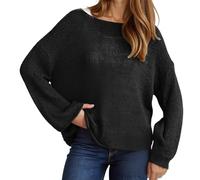 Pull Femmes Grande Taille-Un Pull DéContracté Polyvalent à Manches Longues Tricoté Et Ajouré De Couleur Unie pour Femmes d'europe Et D'AméRique