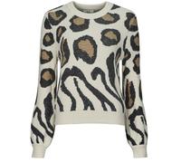 JDY Pull-over 'JDYLORRAINE' beige / gris clair / noir, Taille XL