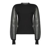 Pull noir en voile à coupe droite col montant et à manches longues XL