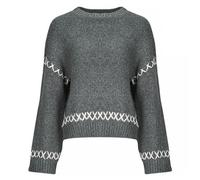 ONLY Pull-over 'ONLAmanda' gris foncé / blanc, Taille S