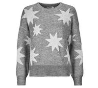 ONLY ONLROSIE LS O-Neck KNT Pull-Over, Medium Grey Melange/Pattern:Silver Glitter, S Femme