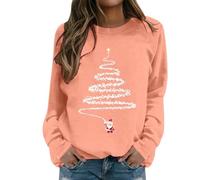 Pull Fete Femme,Sweat-Shirt pour Femmes élégant et Confortable sans Capuche à Manches Longues avec Motif imprimé Poil Doux Parfait pour fêtes et Hiver (Watermelon Red, XXL)