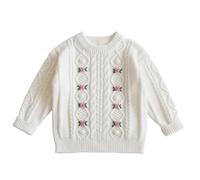 Pull Fille 12 Ans,Pull à Manches Longues et col Ras du Cou pour bébé Fille Veste Chaude (White, 6-7 Years)