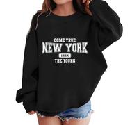 Pull Fille 14 Ans Ados A La Mode,Parents Products Vêtements pour Filles | Sweat-Shirts à Manches Longues et col du Cou - imprimé Lettres légers pour Enfants Chemisier (Black, 9-10 Years)