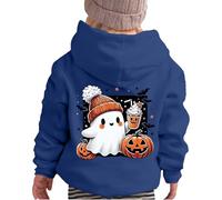 Pull Fille 14 Ans Ados A La Mode,Sweat à Capuche Fille avec Motif Graphique Doux et Mignon idéal pour Halloween vêtement Enfant Polyvalent Style décontracté et Confortable (Blue, 5-6 Years)