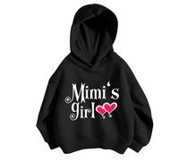 Pull Fille 14 Ans Sweatshirt à Capuche Lettres Tendance, Haut sans Poche Confortable, Vêtement Sport Hiver, Hoodie Décontracté Fille(Black, 5-6 Years)
