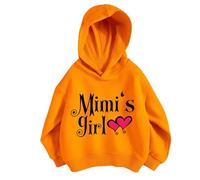 Pull Fille 14 Ans Sweatshirt à Capuche Lettres Tendance, Haut sans Poche Confortable, Vêtement Sport Hiver, Hoodie Décontracté Fille(Orange, 5-6 Years)
