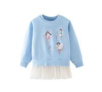 Pull Fille Bébés Sweatshirt Vêtements pour Filles Enfants Sportswear Elfes Coton Jumper Pullover T Shirt Manches Longues Col Rond Bleu Atomne Hiver Taille 2-3 Ans 3T Action de grâces Noël Cadeaux