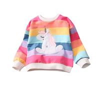Pull Fille Bébés Sweatshirt Vêtements pour Filles Enfants Sportswear Licorne Coton Jumper Pullover T Shirt Manches Longues Col Rond Le Rainbow Atomne Hiver 2-3 Ans 3T Action de grâces Noël Cadeaux