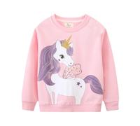 Pull Fille Bébés Sweatshirt Vêtements pour Filles Enfants Sportswear Licorne Coton Jumper Pullover T Shirt Manches Longues Col Rond Rose Atomne Hiver Taille 2-3 Ans 3T Action de grâces Noël Cadeaux