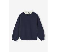 Pull fille col fantaisie forme loose marine 4A
