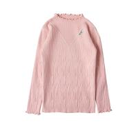 Pull Fille col Rond Confort Quotidien Pulls pour Filles de Style coréen, Pull tricoté à Bords volantés pour Filles, imprimé Lettre élégant pour Un Usage Quotidien, Haut superposé Chaud et Confortable