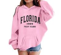 Pull Fille Fille Sweatshirt à Capuche Lettres, Haut Imprimé Unique, Vêtement Confortable, Hoodie Fille 3-12 Ans(7-8 Years)