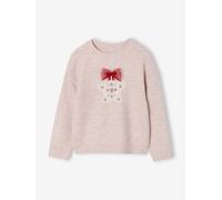 Pull fille noël étoile fil brillant rose poudré 10A